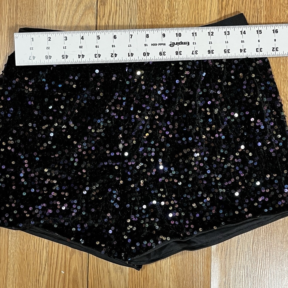 Shein Black With Colorful Sequins Shorts Elastic Waist Pull On Party - Picture 5 of 7